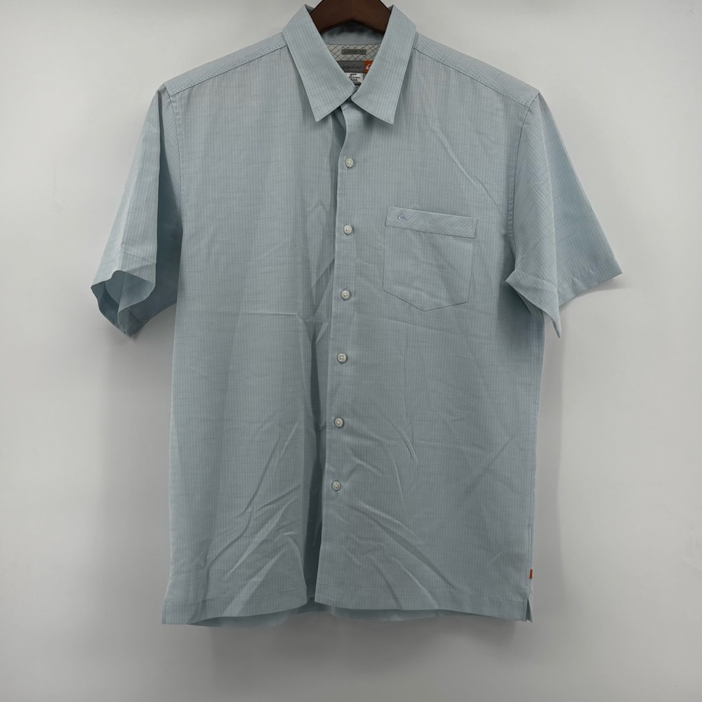 QuikSilver Mens Blue Checkered Short Sleeve Comfort‎ Fit Button Down Shirt Size